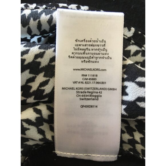 Michael Kors Women T-shirt Blouse Size XS Black Hounds Tooth Long Sleeves Dual - Picture 7 of 7